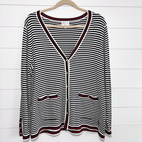 Talbots O, THE OPRAH MAGAZINE COLLECTION EMBROIDERED STRIPE CARDIGAN Size‎ XLP - Picture 3 of 12